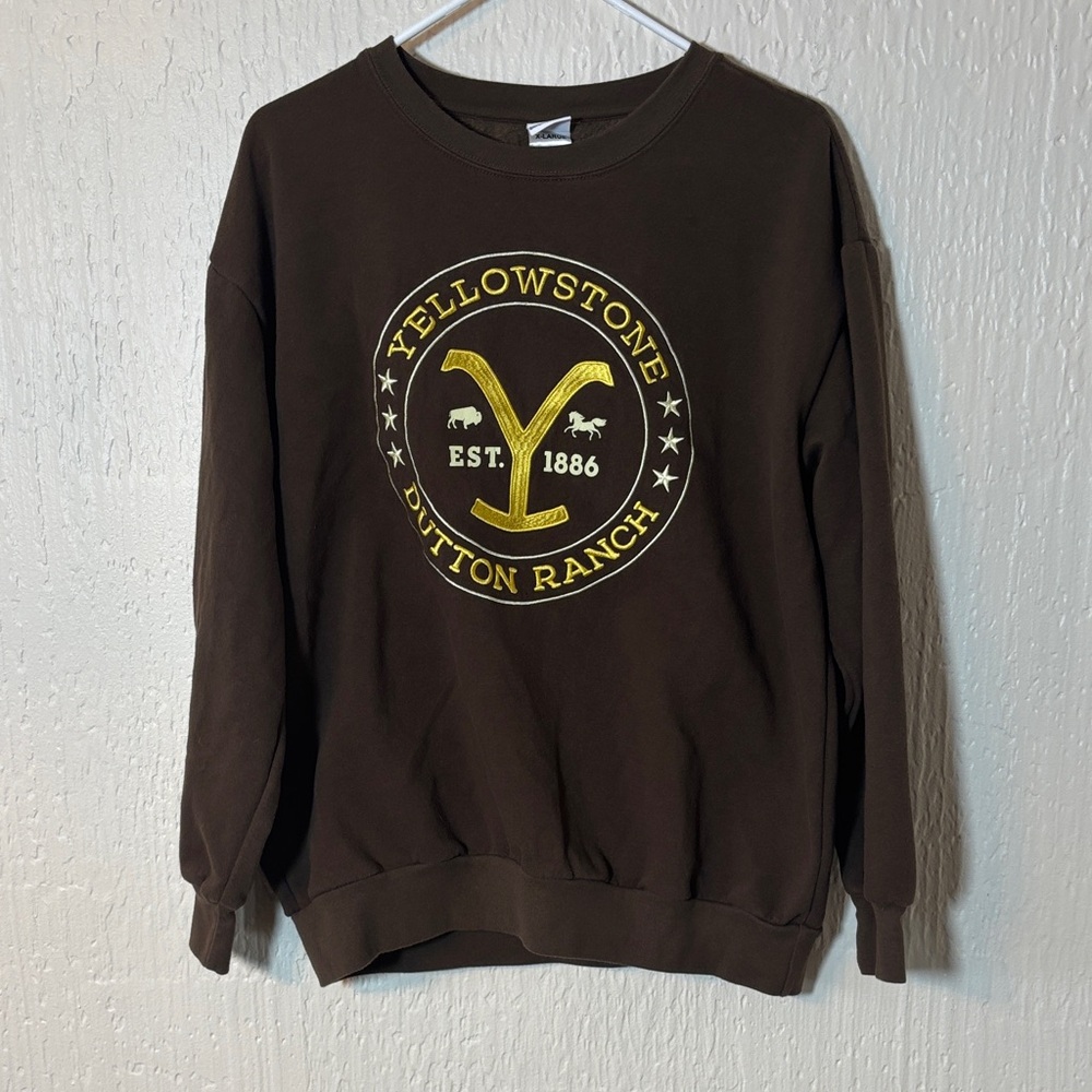 Yellowstone Dutton Ranch Brown Crewneck Sweatshirt Size XL